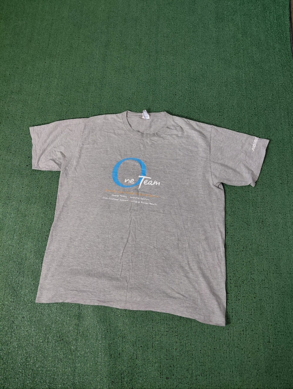 Progressive One Team Services Company Logo Gray T Shirt Sz XL